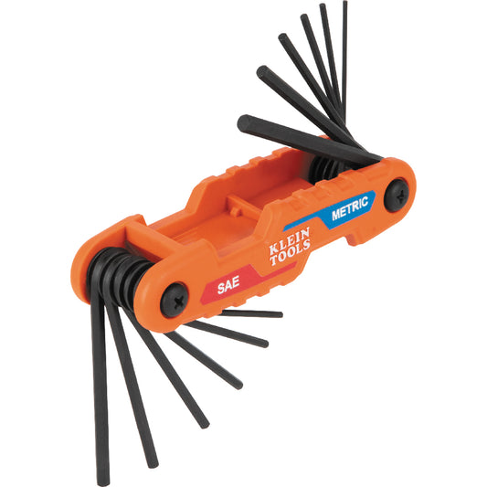 KLEIN 12 KEY COMPACT FOLDING SET - SAE/METRIC A-70590
