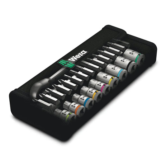 WERA 8100 SA 8 Zyklop Metal Ratchet Set w/ Switch Lever 1/4" Drive Metric - 28 Piece WER004018