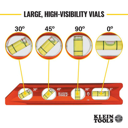 Klein Tools A-935RB Torpedo Billet Spirit Level, Rare Earth Magnet 4 Vial