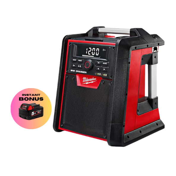 MILWAUKEE 18V Bluetooth Job Site Radio/Charger Skin M18RC-0 + BONUS 18V 5.0Ah BATTERY