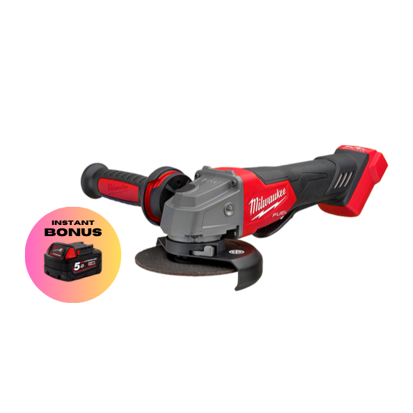 MILWAUKEE 18V FUEL™ BRUSHLESS 125MM ANGLE GRINDER W. DEADMAN PADDLE SWITCH SKIN M18FAG125XPD-0 + BONUS 18V 5.0Ah BATTERY