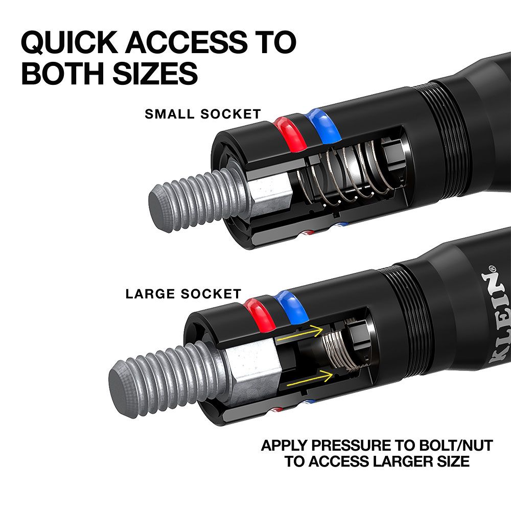 Klein A-656QS 9pce KNECT™ Quad-24 Heavy-Duty Impact Metric / SAE Flip Sockets