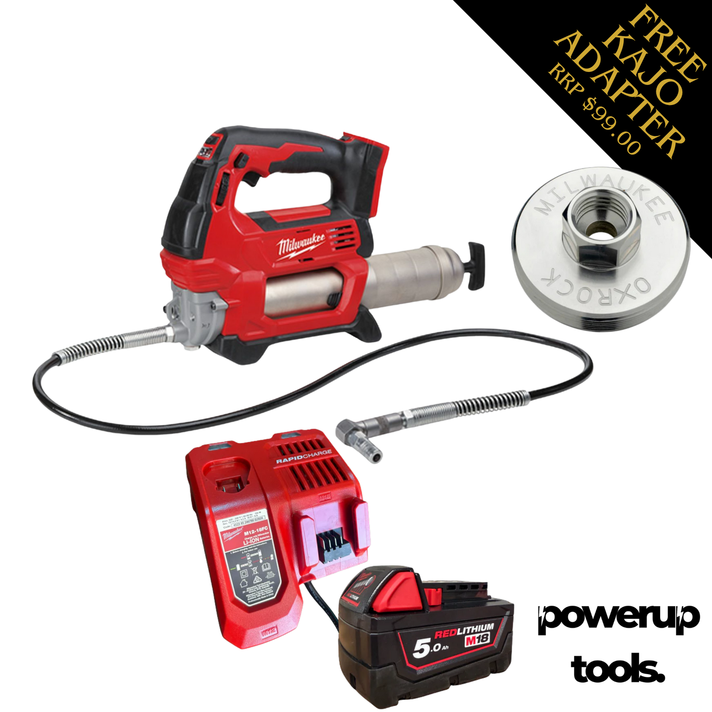 Milwaukee 18V 2-Speed Grease Gun X1 5.0AH KIT M18GG-501