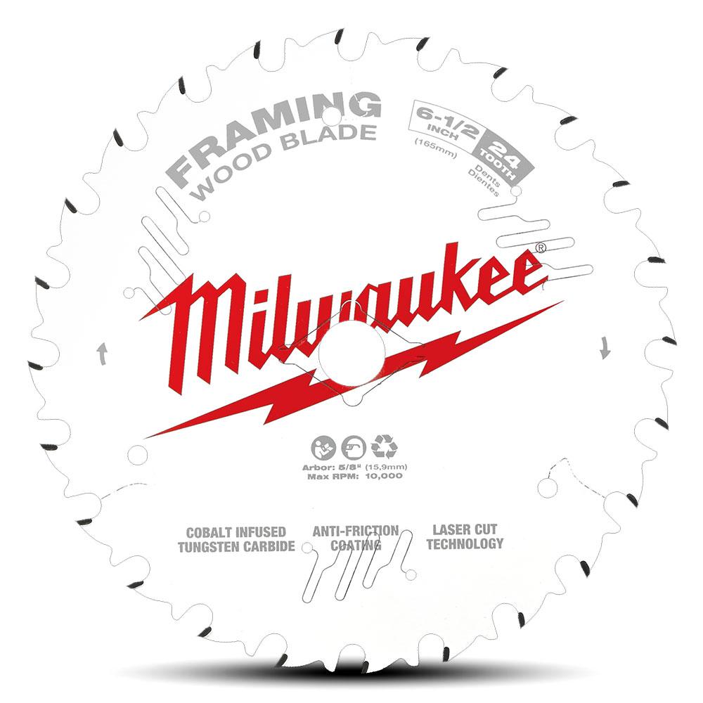 Milwaukee 48408620 165mm (6-1/2") 24-Tooth Framing Wood Circular Saw Blade