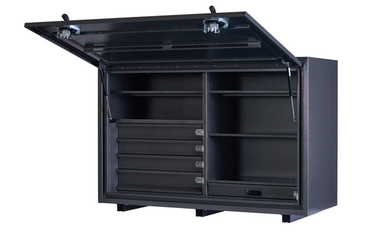 KABoxes 1400 Series – 4 Drawers & 5 Shelf Toolbox – White / Charcoal Grey