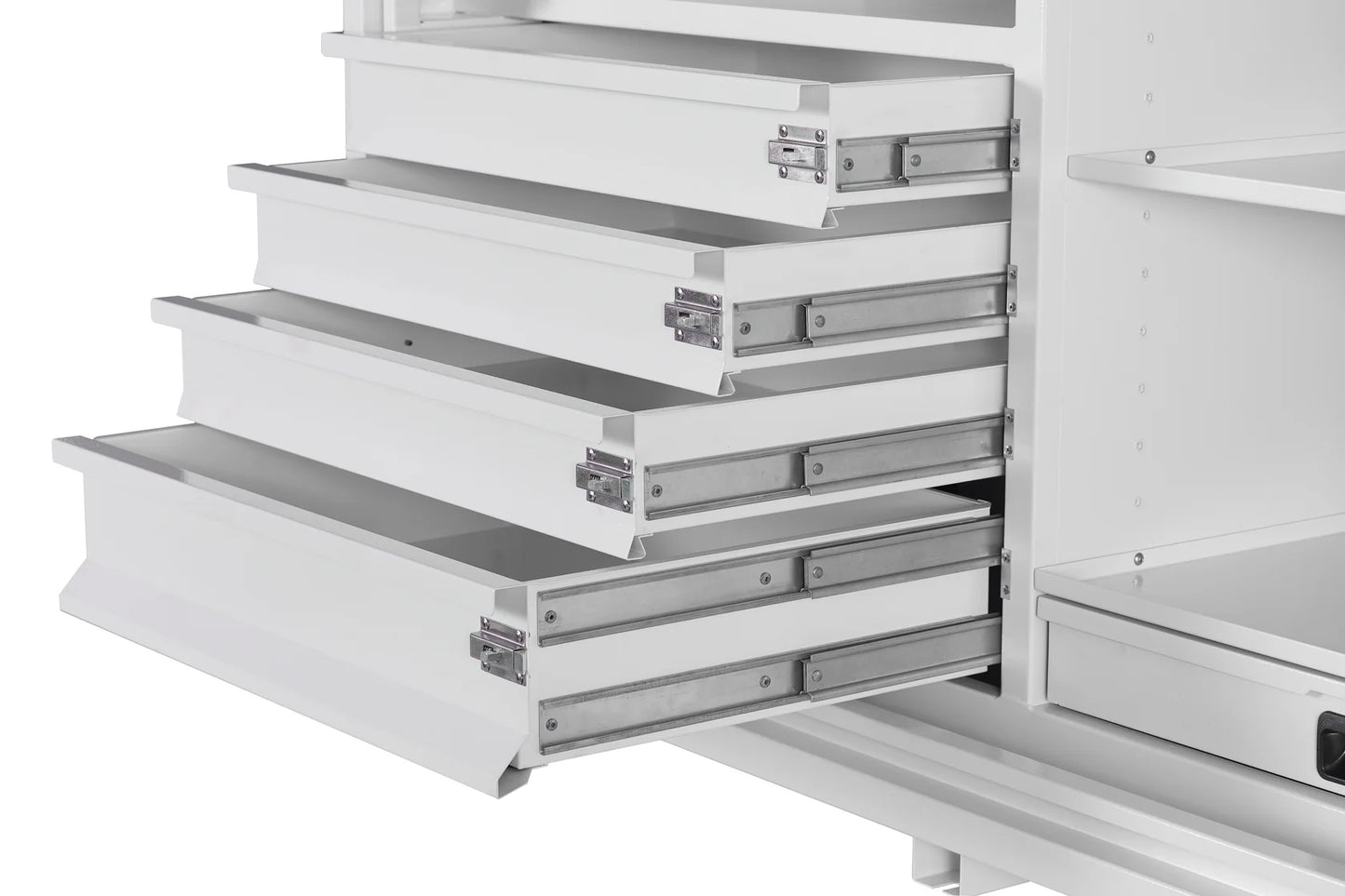 KABoxes 1400 Series – 4 Drawers & 5 Shelf Toolbox – White / Charcoal Grey
