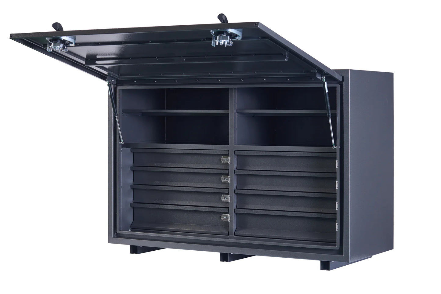 KABoxes 1400 Series – 8 Drawers & 4 Shelf Toolbox – White / Charcoal Grey