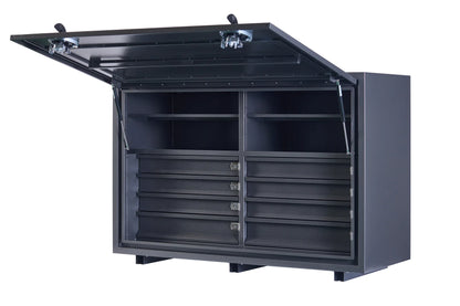 KABoxes 1400 Series – 8 Drawers & 4 Shelf Toolbox – White / Charcoal Grey