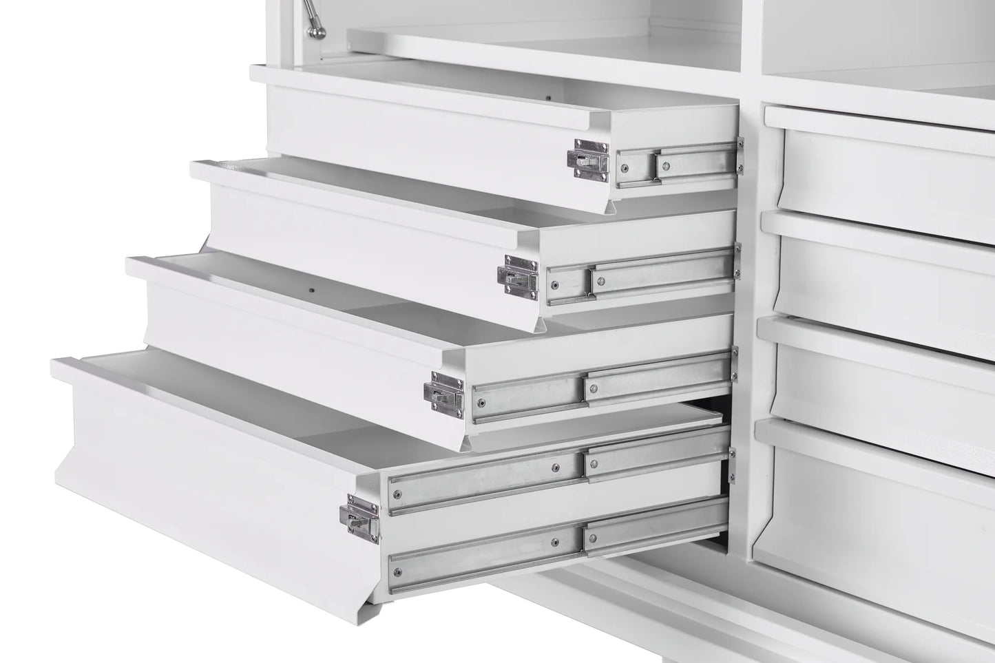 KABoxes 1400 Series – 8 Drawers & 4 Shelf Toolbox – White / Charcoal Grey