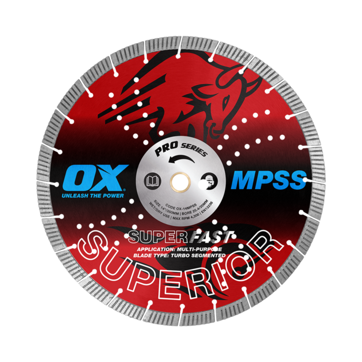 OX Pro Superior Superfast Turbo Segmented Blade 350mm - Multi-Purpose OX-14MPSS