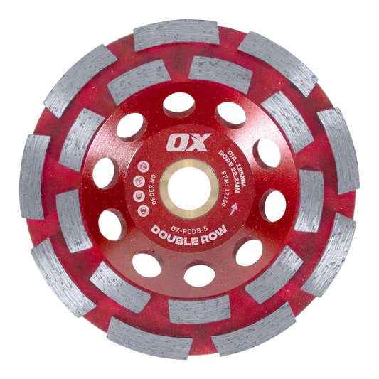 OX Tools - Pro 5" Double Row Cup Wheel - 22.2mm bore | OX-PCDB-5