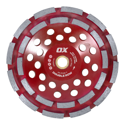 OX Tools - Pro 7" 180MM Double Row Cup Wheel - 22.2mm bore | OX-PCDB-7
