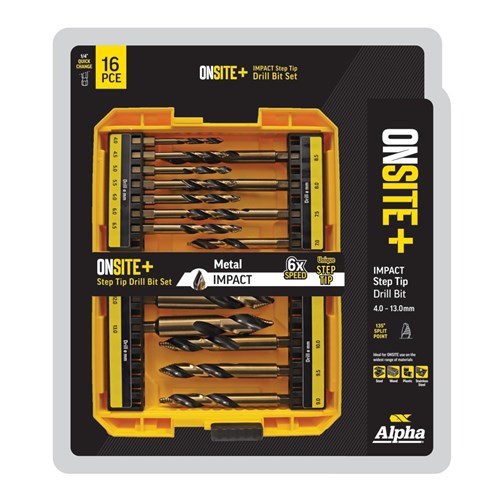 Alpha 16 Piece | Onsite Plus Impact Step Tip Drill Set SM16ST