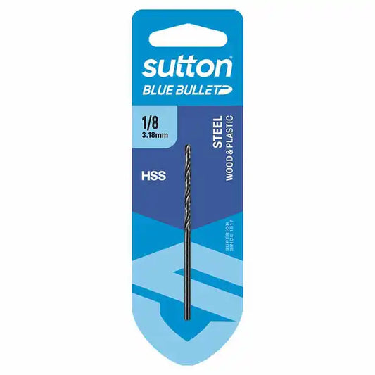 SUTTON 1/8INCH X 65MM HSS BLUE BULLET CARD JOBBER METAL DRILL BIT D102H0318