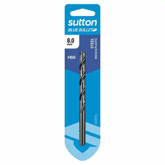 SUTTON 8 X 117MM HSS BLUE BULLET CARD JOBBER METAL DRILL BIT D102H0800