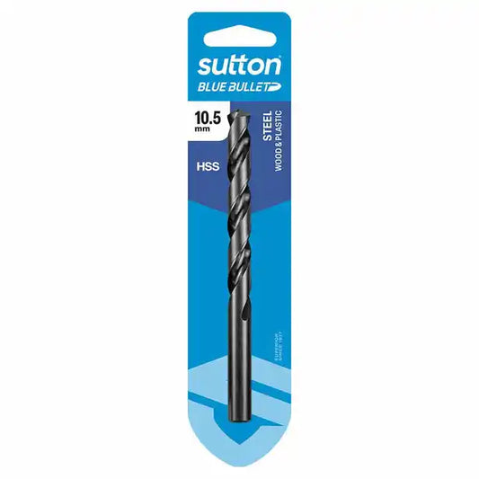 SUTTON 10.5 X 133MM HSS BLUE BULLET CARD JOBBER METAL DRILL BIT D102H1050