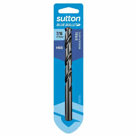 SUTTON 7/16INCH X 142MM HSS BLUE BULLET CARD JOBBER METAL DRILL BIT D102H1111