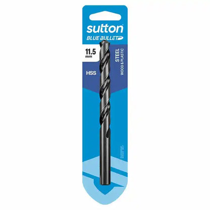SUTTON 11.5 X 142MM HSS BLUE BULLET CARD JOBBER METAL DRILL BIT D102H1150