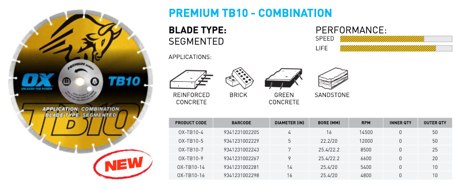 OX Trade Segmented Abrasive Diamond Blade OX-TB10