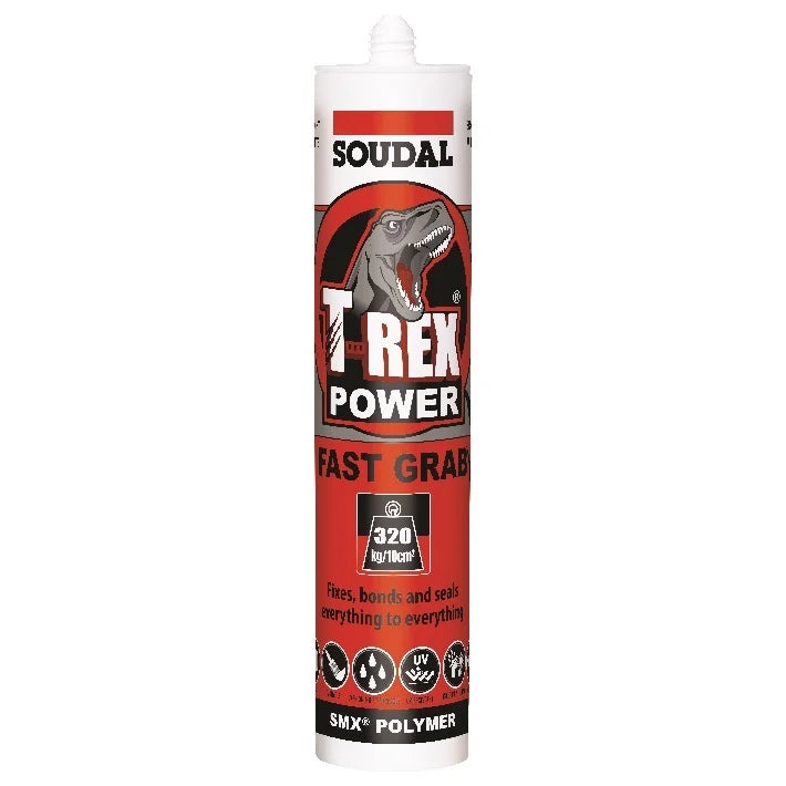 Soudal T-Rex Power Fast Grab 290ml SMX® Polymer Sealant Adhesive Beach Sand 128463 - BOX OF 12