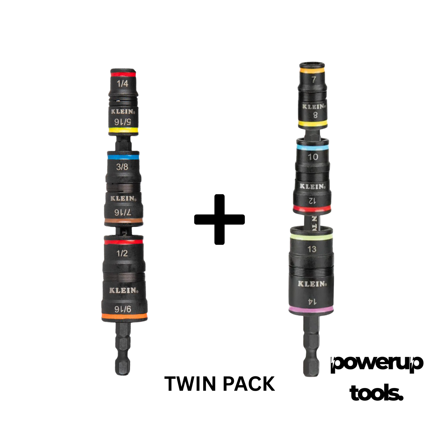 Klein Tools Flip Socket Sets Impact Rated Hexagonal Imperial 7-IN-1 And Metric 6-IN-1 With 1/4" Shafts- A-32933MVP