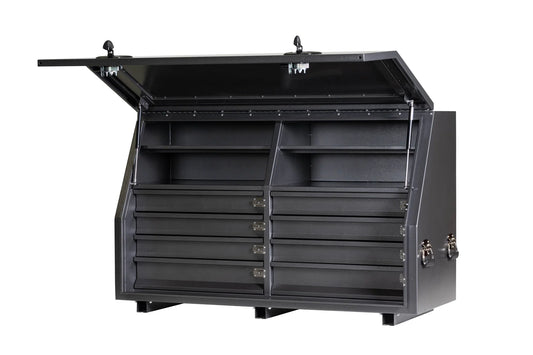 KABoxes 1360 Series – 8 Drawer & 4 Shelf Toolbox – White / Charcoal Grey