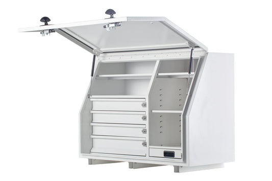 KABoxes 1150 Series – 4 Drawer & 5 Shelf Toolbox – White / Charcoal Grey