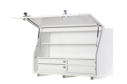 KABoxes 1360 Series – 4 Drawer & 2 Shelf Toolbox – White / Charcoal Grey