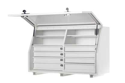 KABoxes 1360 Series – 8 Drawer & 4 Shelf Toolbox – White / Charcoal Grey