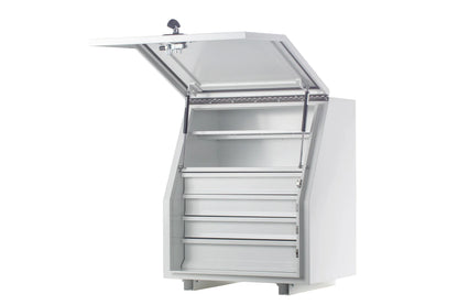 KABoxes 715 Series – 4 Drawer & 2 Shelf Toolbox – White / Charcoal Grey