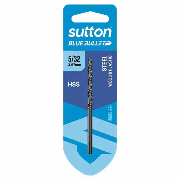 SUTTON 5/32INCH X 75MM HSS BLUE BULLET CARD JOBBER METAL DRILL BIT D102H0397