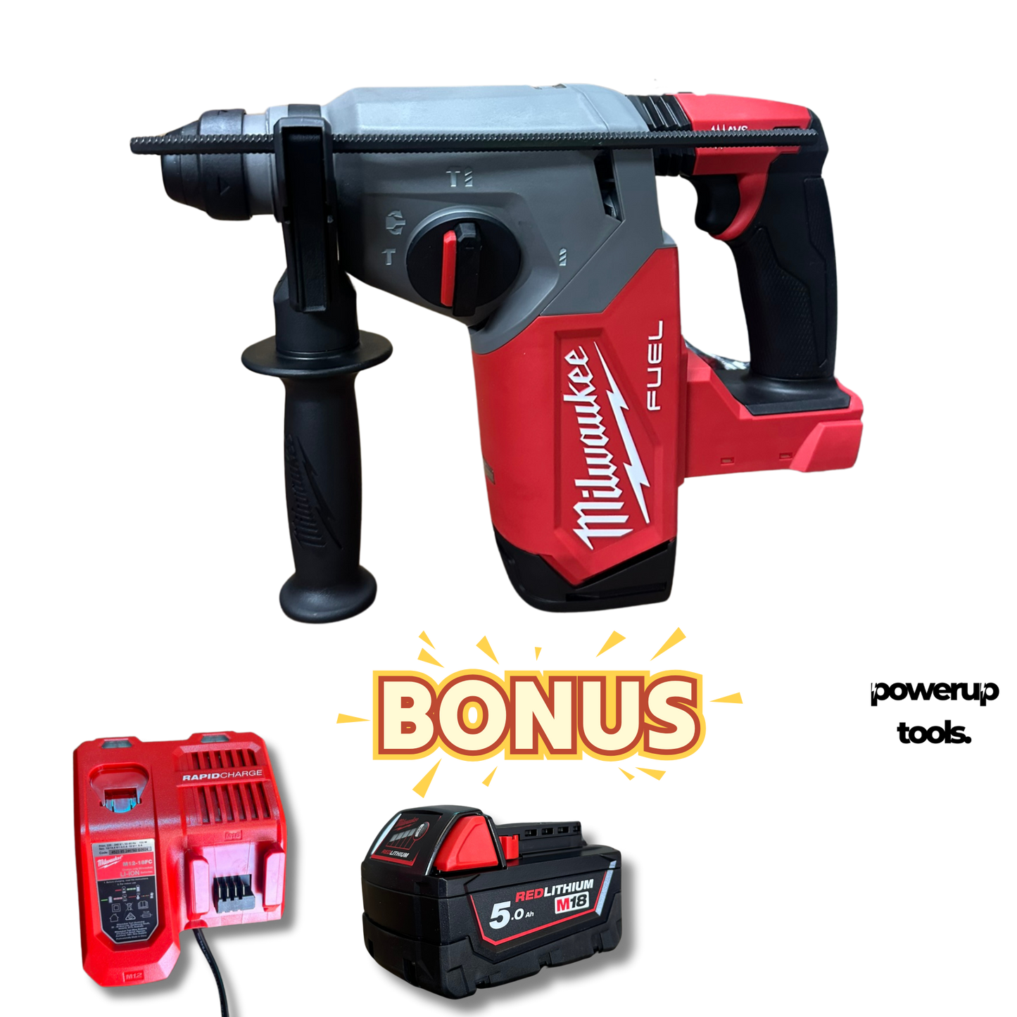 Milwaukee 18V Brushless 26mm SDS Plus Rotary Hammer – Skin Only - M18FH0 **BONUS CHARGER AND BATTERY**