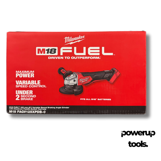 MILWAUKEE 18V Brushless 125mm Breaking Variable Speed Angle Grinder with Deadman Paddle Switch Skin M18FAGV125XPDB-0