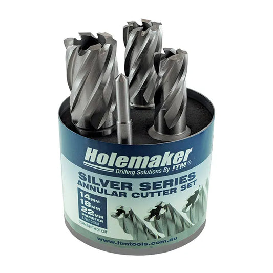 HOLEMAKER SILVER SERIES CUTTER SET 3PCE, METRIC SHORT 14, 18, 22 & PIN ASSET-Z