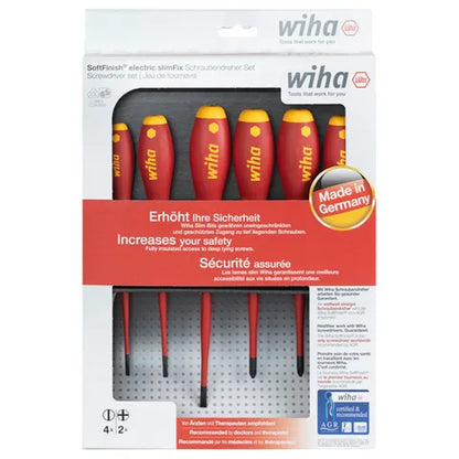 WHIA 6 PIECE SLIMFIX SCREWDRIVER SET, SLOTTED & PHILLIPS, SOFTFINISH, VDE 1000V INSULATED WH-35389
