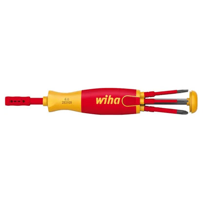 WHIA SCREWDRIVER WITH BIT MAGAZINE LIFTUP ELECTRIC, SLOTTED, PHILLIPS WITH 6 SLIMBITS, VDE 1000V INSULATED