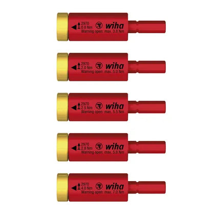WHIA 5 PIECE EASYTORQUE ADAPTER SET, FOR SLIMBITS AND SLIMVARIO HOLDER, VDE 1000V INSULATED