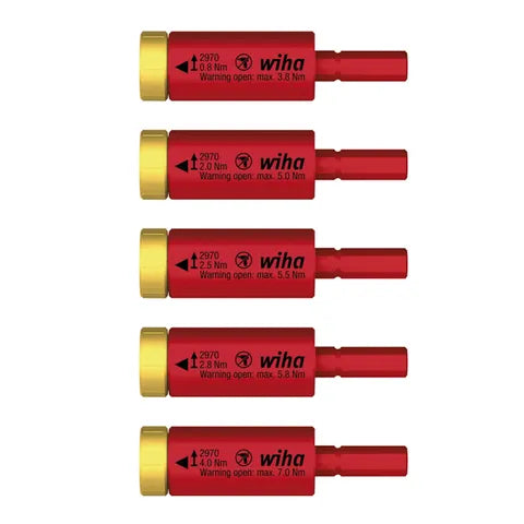 WHIA 5 PIECE EASYTORQUE ADAPTER SET, FOR SLIMBITS AND SLIMVARIO HOLDER, VDE 1000V INSULATED