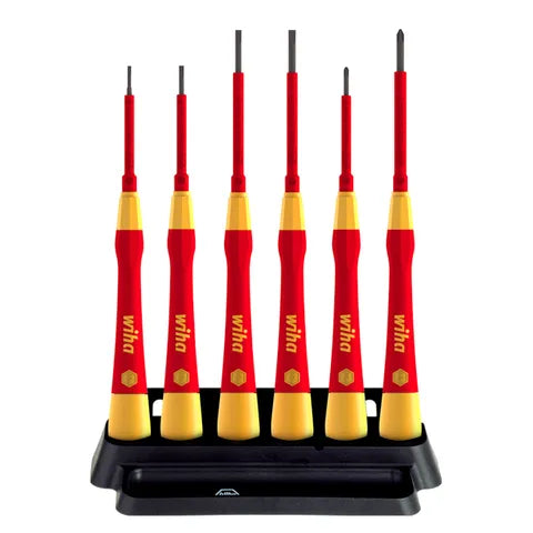 WHIA 7 PIECE FINE SCREWDRIVER SET, PICOFINISH, SLOTTED & PHILLIPS, INC. HOLDER, VDE 1000V INSULATED WH-42989