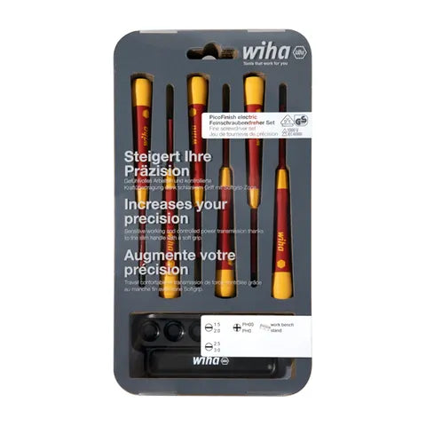 WHIA 7 PIECE FINE SCREWDRIVER SET, PICOFINISH, SLOTTED & PHILLIPS, INC. HOLDER, VDE 1000V INSULATED WH-42989