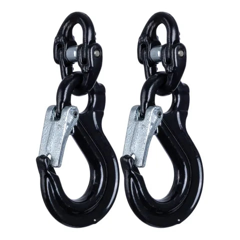 SAFETY CHAIN HOOK SET 6MM COMPONENTS, 8MM CHAIN, 2000KG MAX TOWING CAPACITY - BLACK