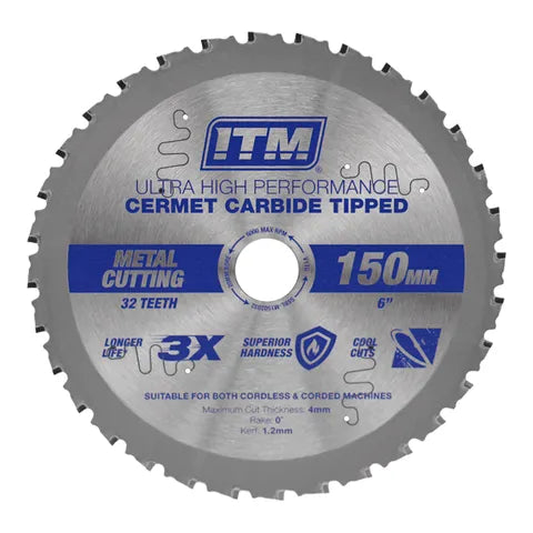 ITM 150MM METAL CUTTING BLADE, CERMET CARBIDE TIPPED, 32 TEETH