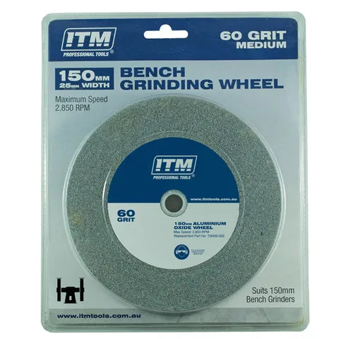ITM GRINDING WHEEL, ALUMINIUM OXIDE, 150 X 25MM, 60 GRIT MEDIUM