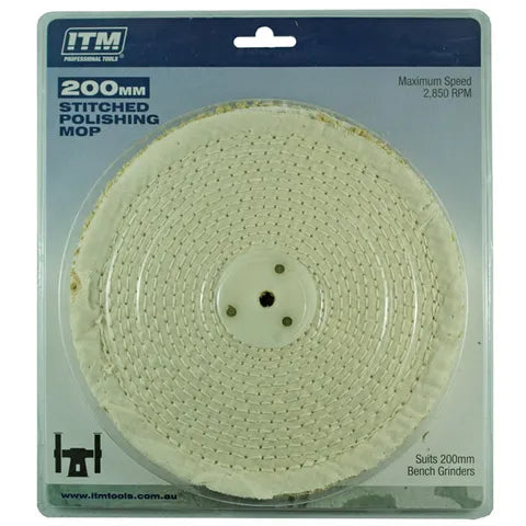 ITM POLISHING MOP STITCHED, 50 FOLD, 200 X 25MM