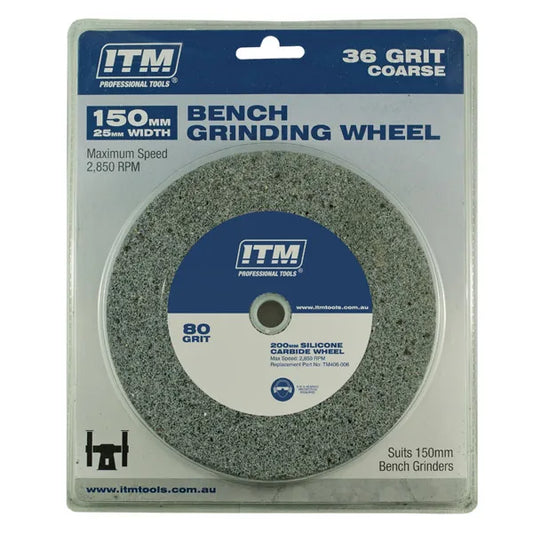 ITM GRINDING WHEEL, ALUMINIUM OXIDE, 150 X 25MM, 36 GRIT COARSE