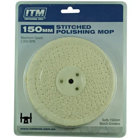 ITM POLISHING MOP STITCHED, 50 FOLD, 150 X 25MM