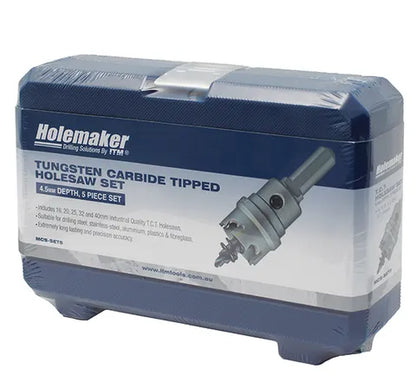 HOLEMAKER 5 PIECE TCT HOLESAW SET, 4.5MM DEPTH, CONTAINS 16, 20, 25, 32 & 40MM MCS-SET5