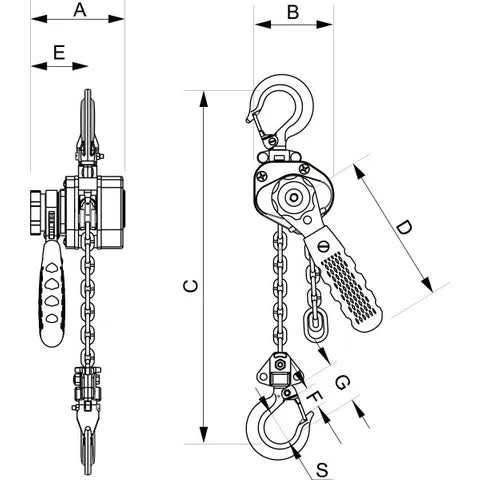 ITM LEVER HOIST, LOAD LIMITED, MINI, 250 KG, 1.5 METRE LIFT