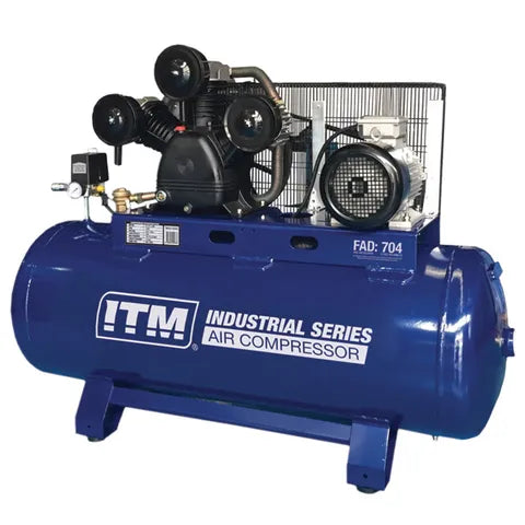 ITM AIR COMPRESSOR, BELT DRIVE STATIONARY 3 PHASE, 7.5HP 270LTR FAD 704 L/MIN