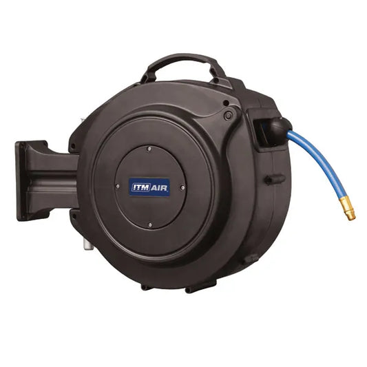 ITM RETRACTABLE AIR HOSE REEL, 10MM X 15M PVC AIR HOSE WITH 1/4" BSP MALE FITTINGS